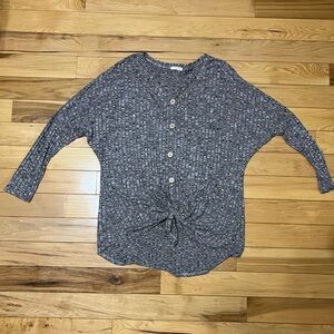 12 Pm By Mon Ami Charcoal Knit Top